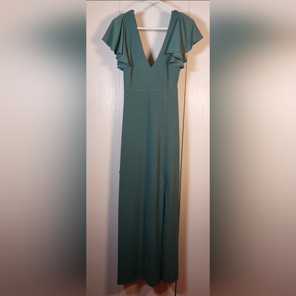 Birdy Grey Hannah Maxi Dress Size Small Flutter Sleeve Crepe Romantic Wedding - Picture 4 of 15